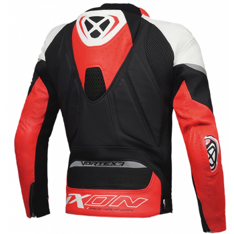 Kožená bunda na motorku IXON Vortex 3 čierno-bielo-červená