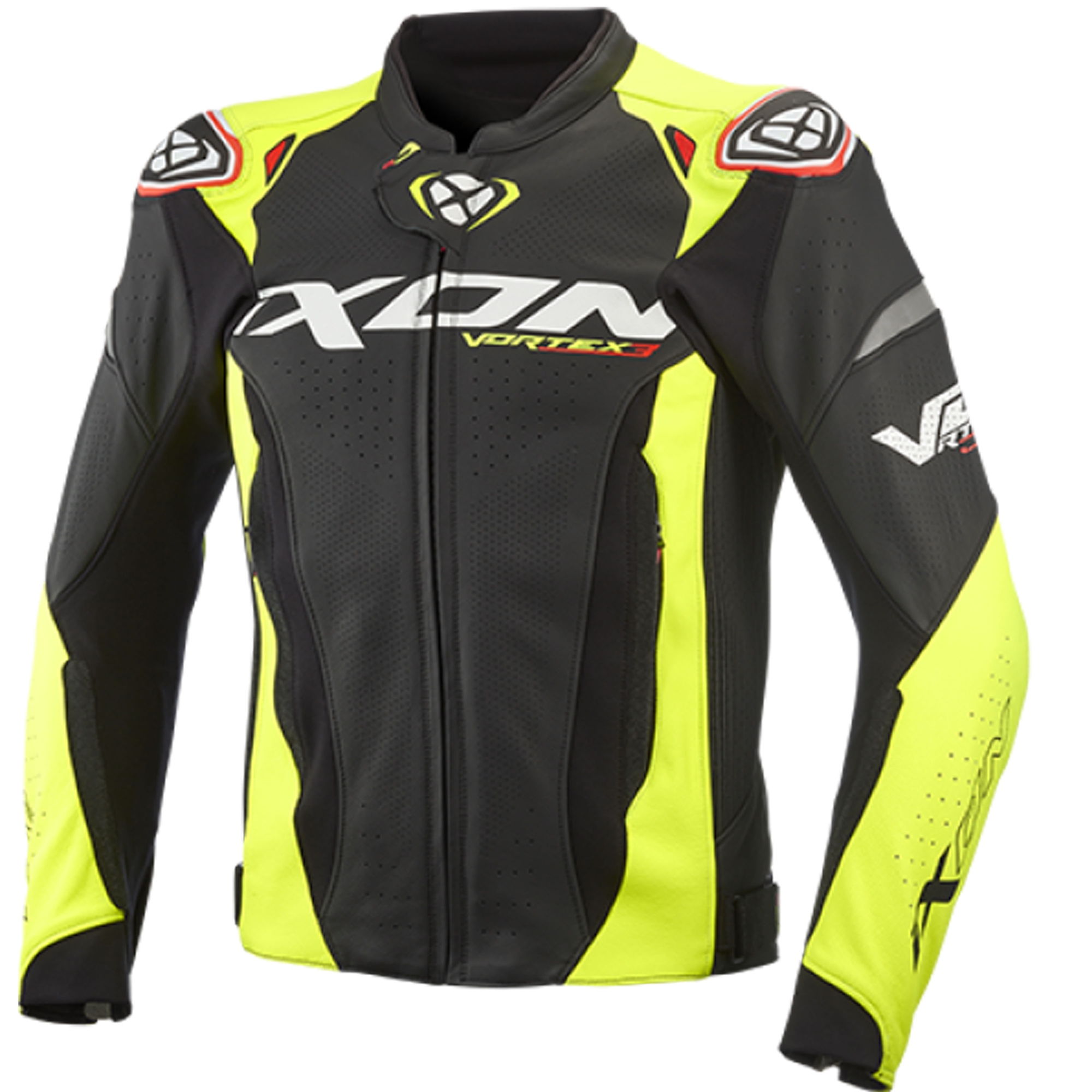 Kožená bunda na motorku IXON Vortex 3 čierno-fluo žltá Veľkosť: S