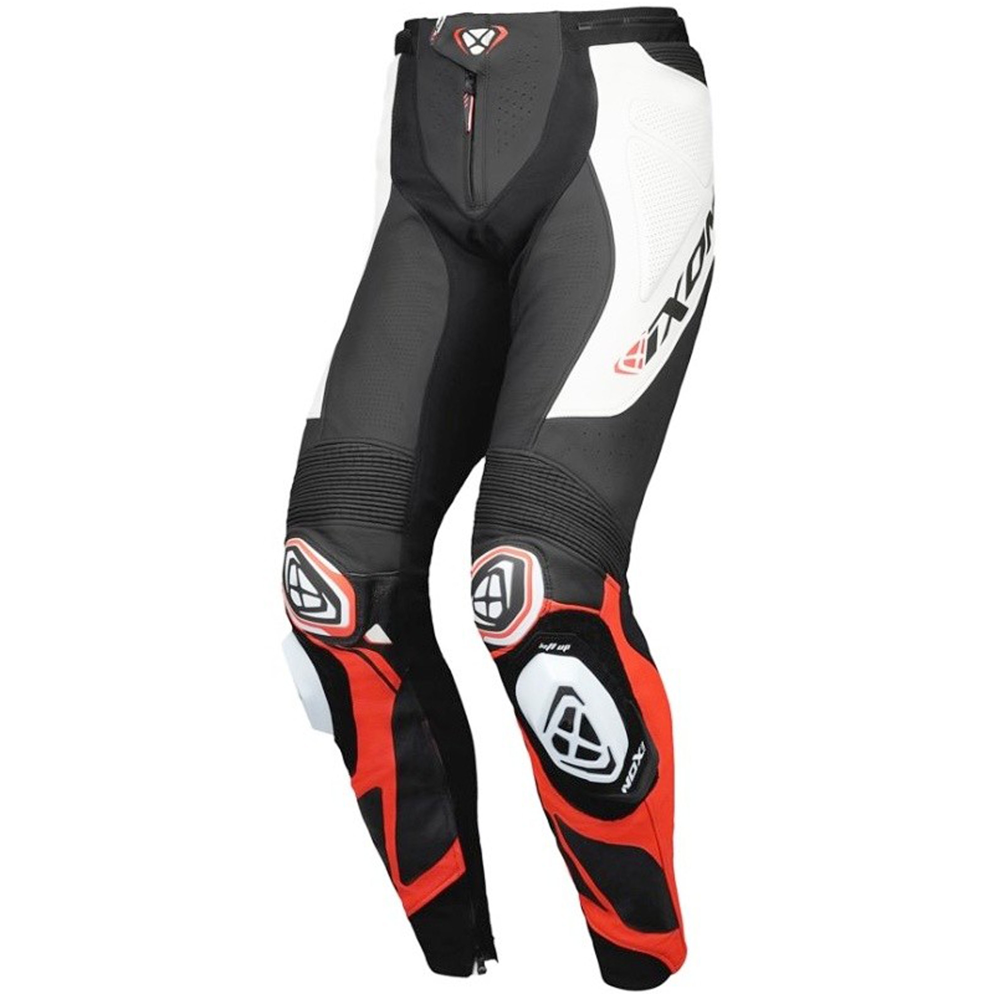 Kožené nohavice na motorku IXON Vortex 3 čierno-bielo-červené Veľkosť: 3XL