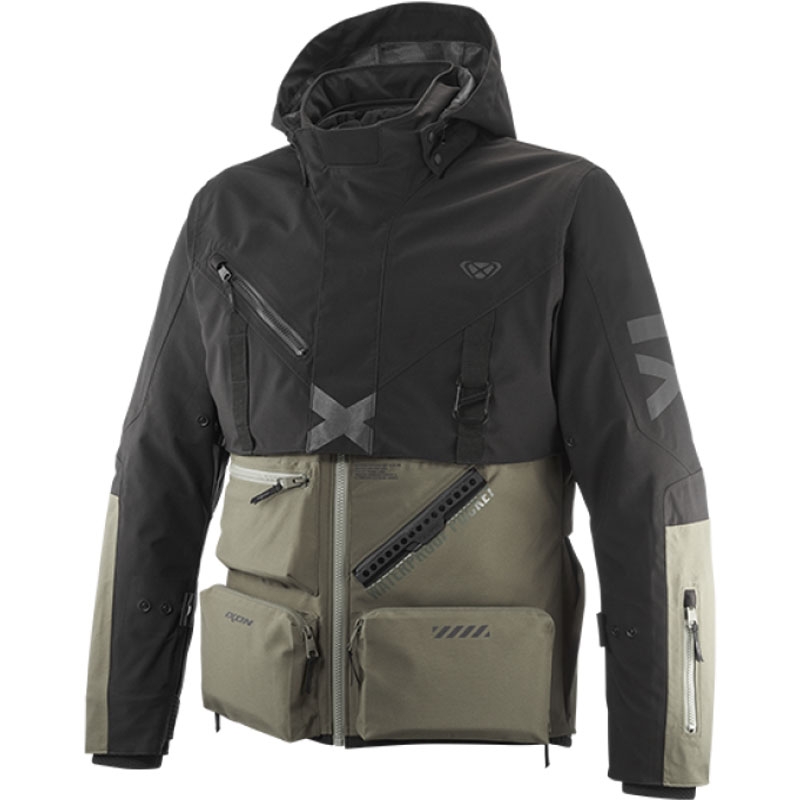 Bunda na motorku IXON Etna khaki-čierna Veľkosť: S