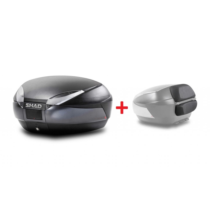 Vrchný kufor na motorku SHAD SH48 Dark grey / black with PREMIUM SMART lock and backrest