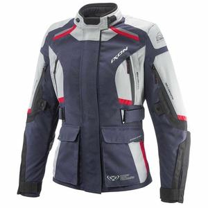 Dámska bunda na motorku IXON Midgard šedo-modro-čierna
