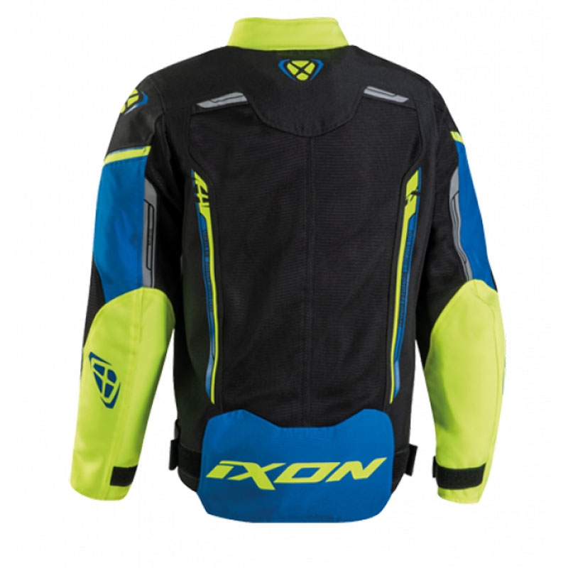 Detská bunda na motorku IXON Striker Air čierno-modro-žltá