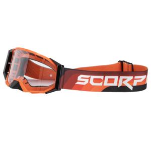 Motokrosové okuliare Scorpion E24 oranžovo-čierne s čírym plexi