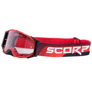 Motokrosové okuliare Scorpion E24 červeno-čierne s čírym plexi