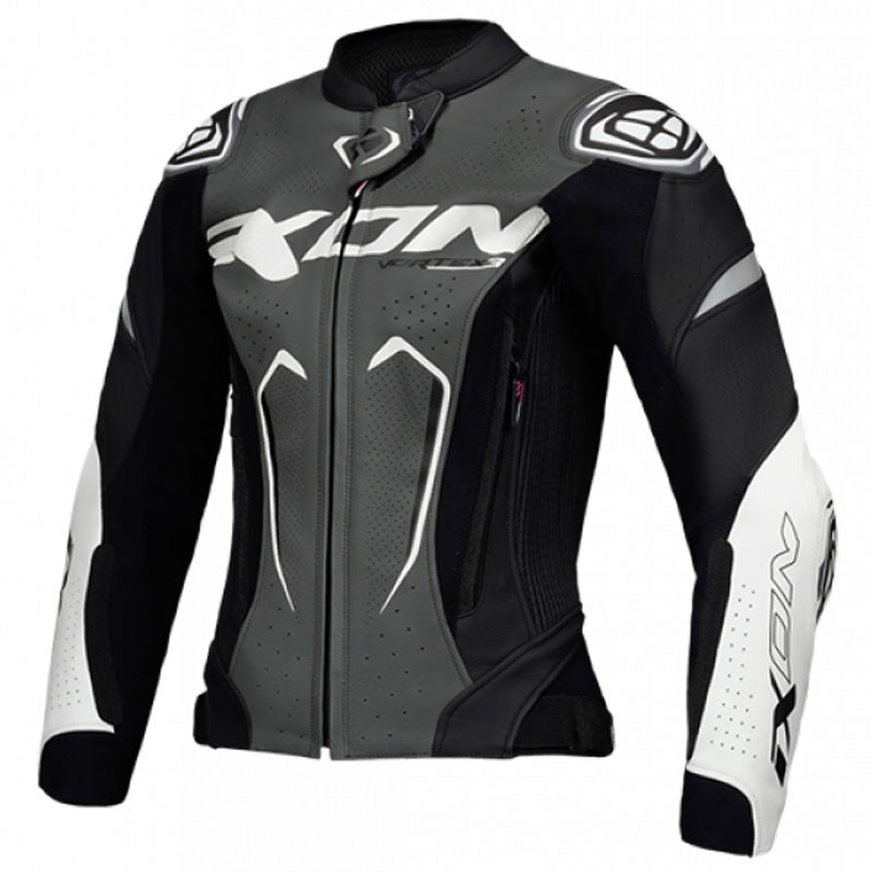 Dámska kožená bunda na motorku IXON Vortex 3 čierno-antracitovo-biela Veľkosť: 2XL