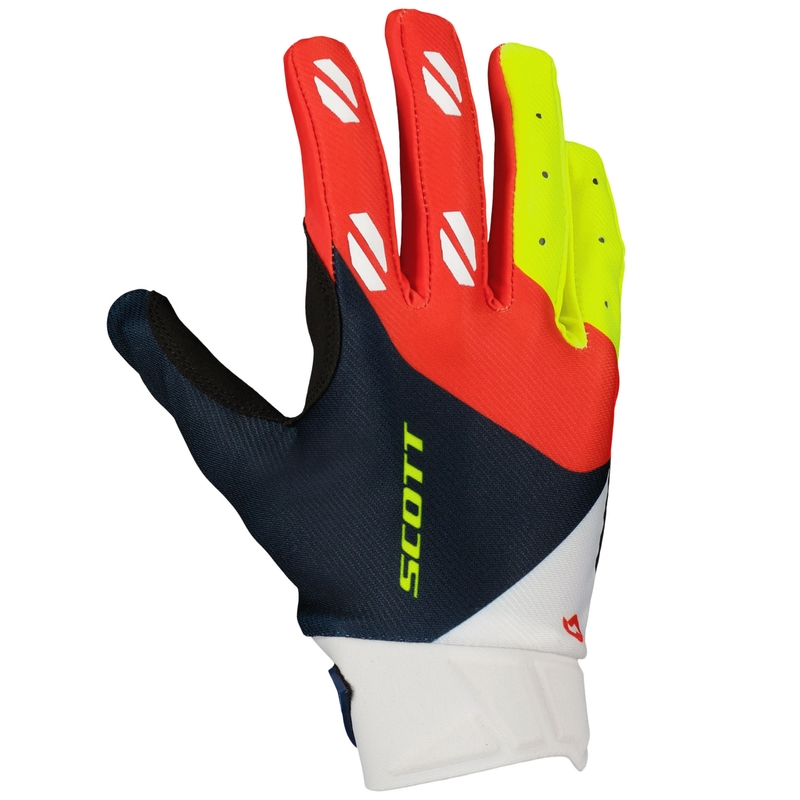 Motokrosové rukavice SCOTT EVO RACE modro-červeno-fluorescenčno žlté