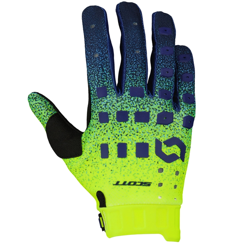 Motokrosové rukavice SCOTT Podium PRO fialovo-modro-fluorescenčno žlté