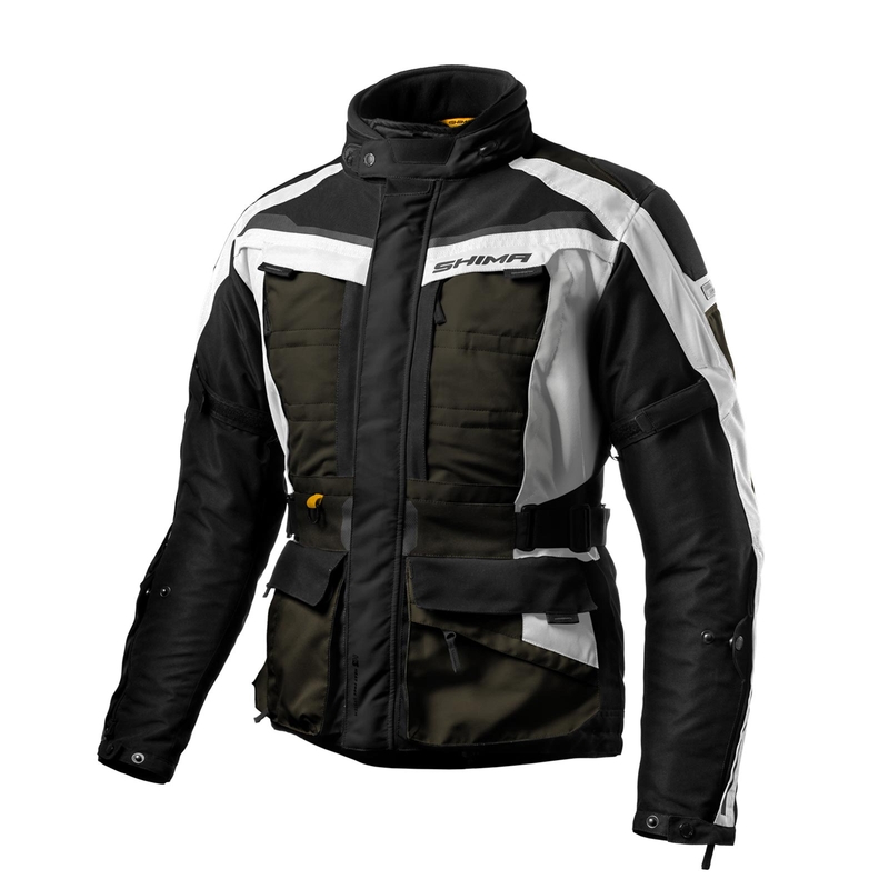Bunda na motocykel Shima Horizon khaki zelená-šedo-čierna