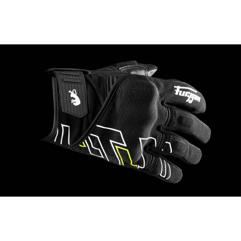 Rukavice na motorku Furygan Jet Neon D3O čierno-bielo-fluo žlté