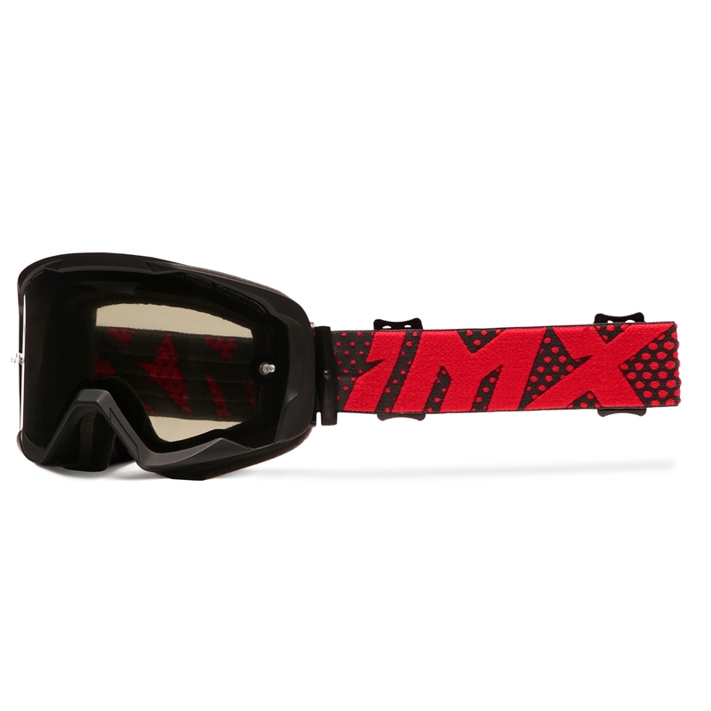 Motokrosové okuliare iMX Endurance Flip čierno-červené s dymovým plexiplexom