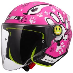 Detská otvorená helma na motorku LS2 OF622 Funny II Paws ružová