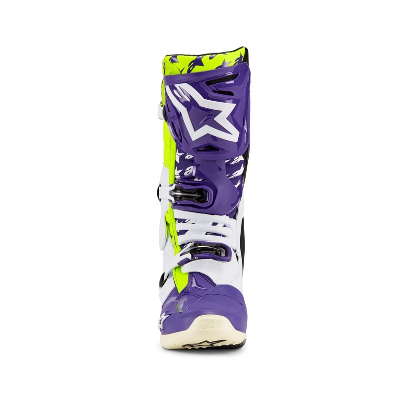Topánky na motorku Alpinestars TECH 10 limitovaná edícia Dirt Studios fialovo-bielo-fluo žlté