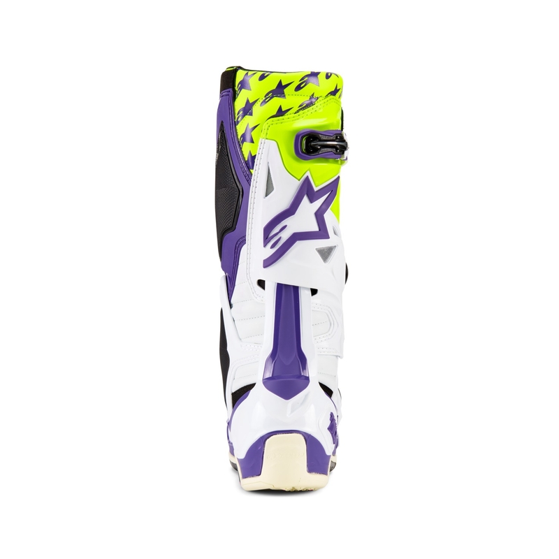 Topánky na motorku Alpinestars TECH 10 limitovaná edícia Dirt Studios fialovo-bielo-fluo žlté