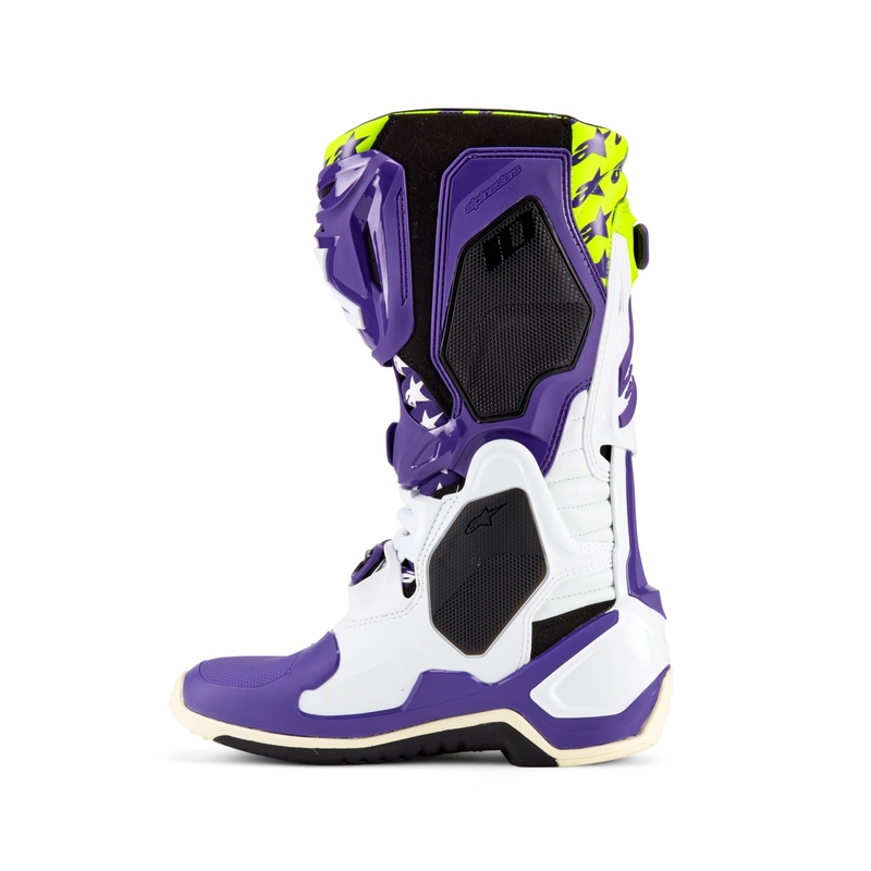 Topánky na motorku Alpinestars TECH 10 limitovaná edícia Dirt Studios fialovo-bielo-fluo žlté