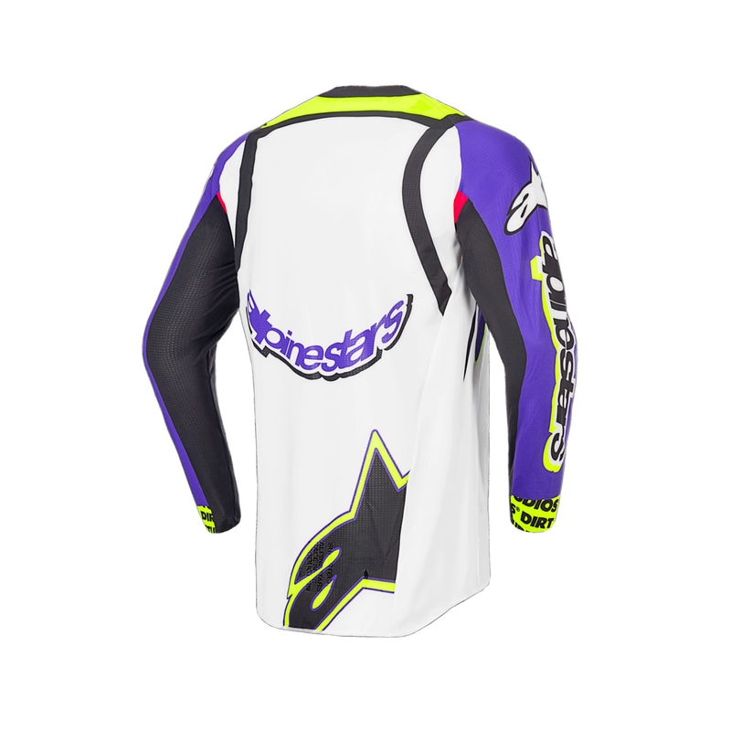 Motokrosový dres Alpinestars Supertech SX limitovaná edícia Dirt Studios bielo-fialovo-ružovo-fluo žltý
