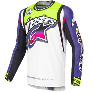 Motokrosový dres Alpinestars Supertech SX limitovaná edícia Dirt Studios bielo-fialovo-ružovo-fluo žltý
