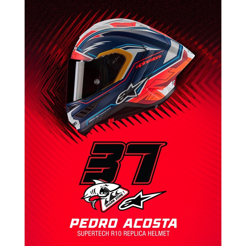 Integrálna helma na motorku Alpinestars Supertech R-10 limitovaná edícia Pedro Acosta matná modro-červeno-biela
