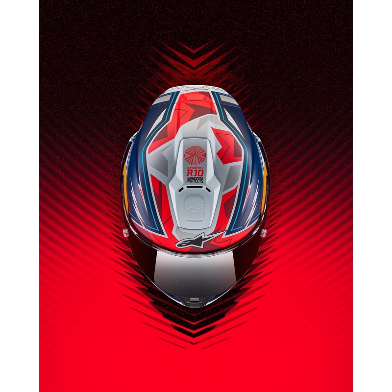 Integrálna helma na motorku Alpinestars Supertech R-10 limitovaná edícia Pedro Acosta matná modro-červeno-biela