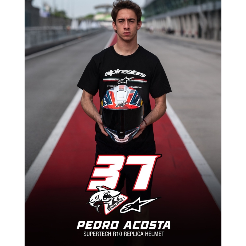 Integrálna helma na motorku Alpinestars Supertech R-10 limitovaná edícia Pedro Acosta matná modro-červeno-biela