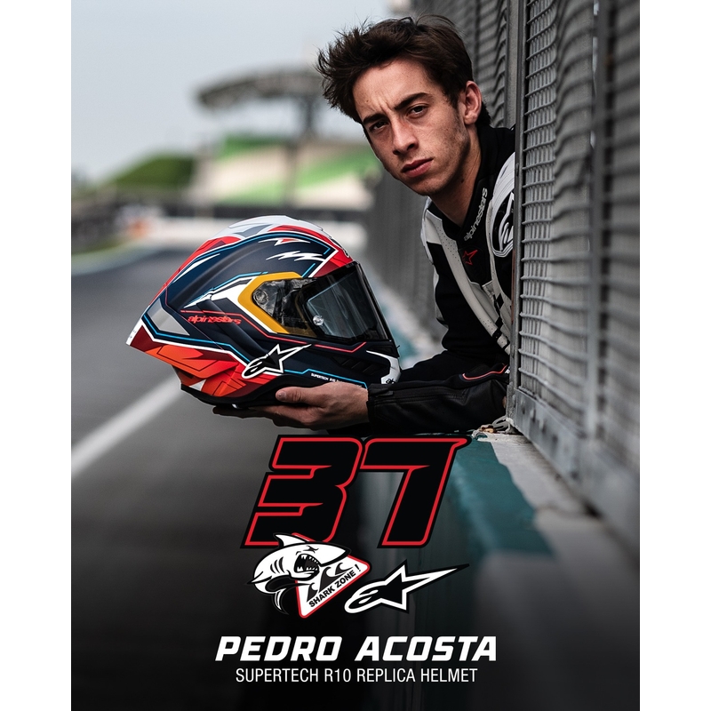Integrálna helma na motorku Alpinestars Supertech R-10 limitovaná edícia Pedro Acosta matná modro-červeno-biela