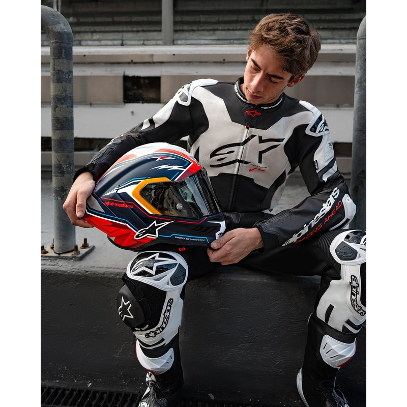 Integrálna helma na motorku Alpinestars Supertech R-10 limitovaná edícia Pedro Acosta matná modro-červeno-biela