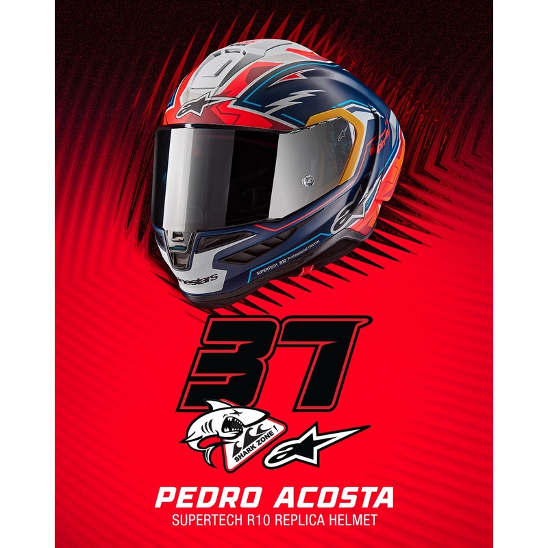 Integrálna helma na motorku Alpinestars Supertech R-10 limitovaná edícia Pedro Acosta matná modro-červeno-biela