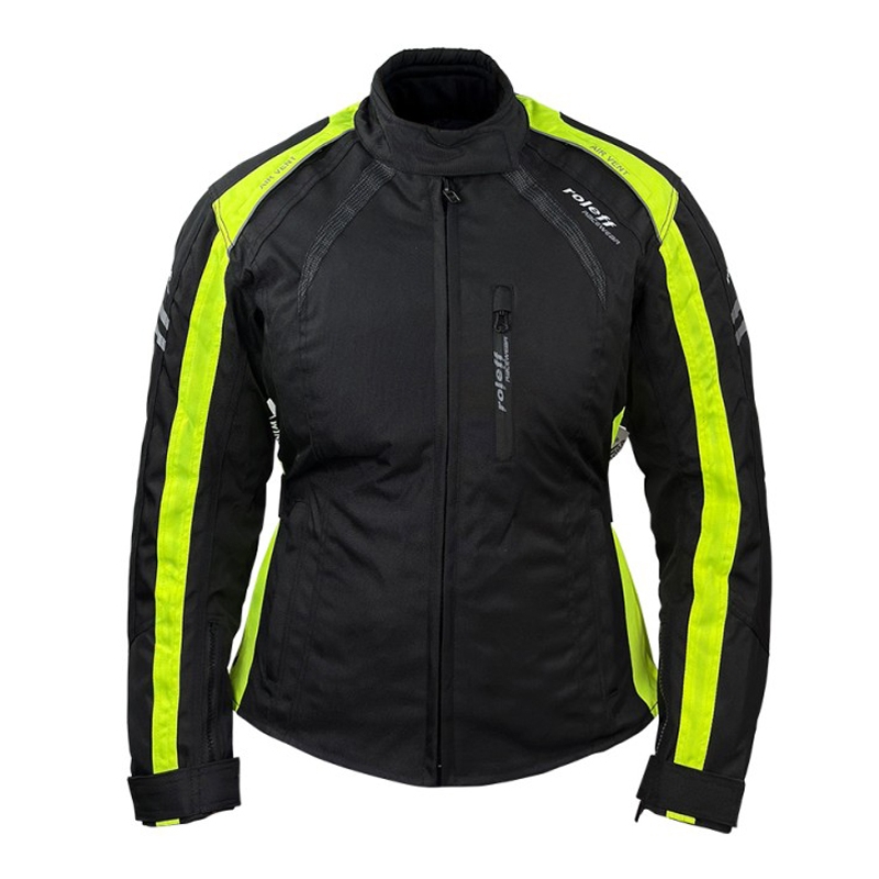 Dámska bunda na motocykel Roleff Venedig čierno-fluorescenčno žltá
