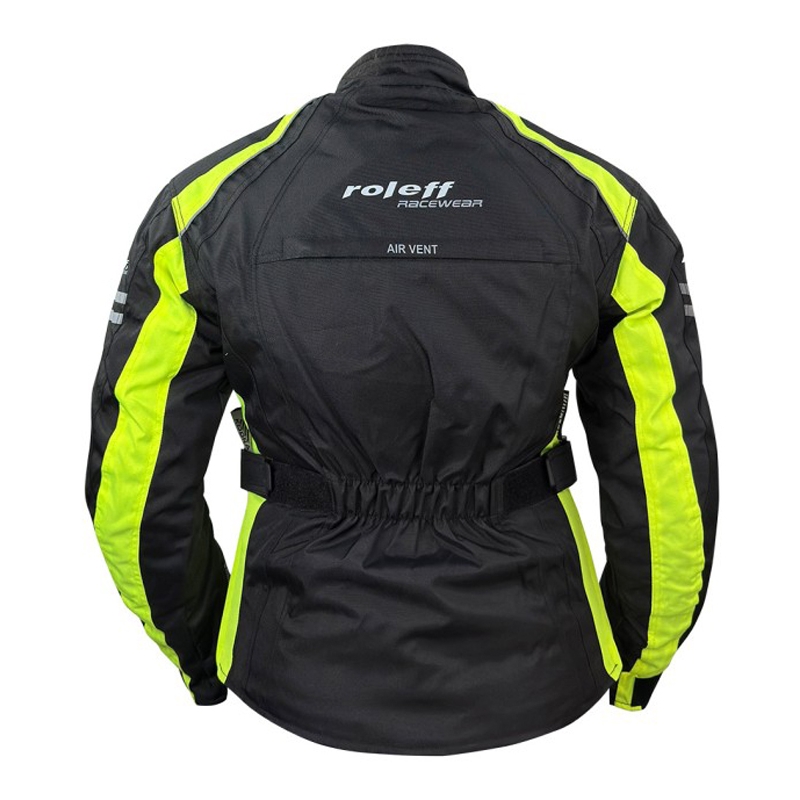 Dámska bunda na motocykel Roleff Venedig čierno-fluorescenčno žltá