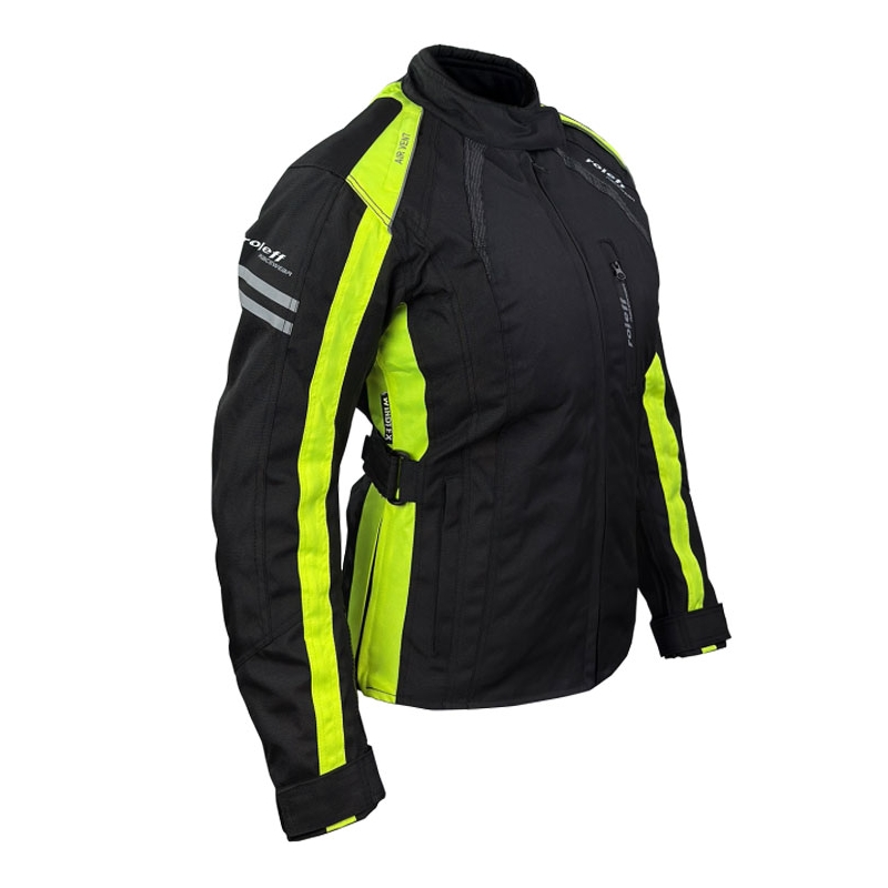 Dámska bunda na motocykel Roleff Venedig čierno-fluorescenčno žltá