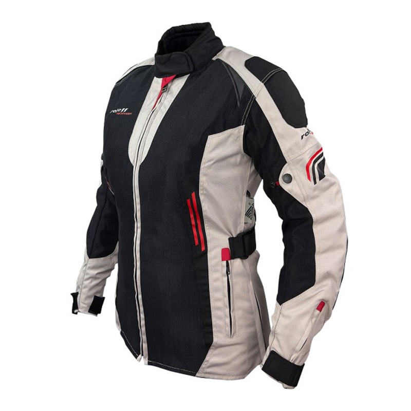 Dámska bunda na motocykel Roleff Mesh čierno-béžovo-červená