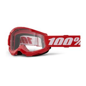 Detské motokrosové okuliare 100 % Strata 2 červené (číre plexisklo)