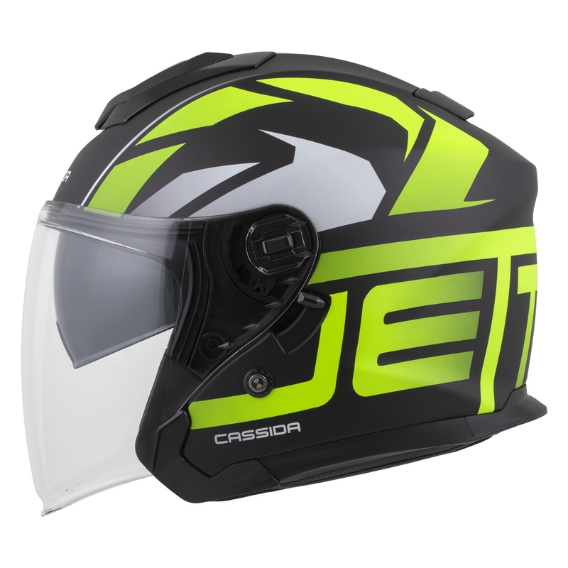 Otvorená prilba na motorku Cassida Jet Tech 2.0 RoTo matná čierno-fluo žlto-biela