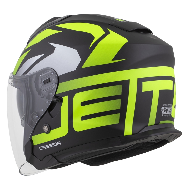 Otvorená prilba na motorku Cassida Jet Tech 2.0 RoTo matná čierno-fluo žlto-biela