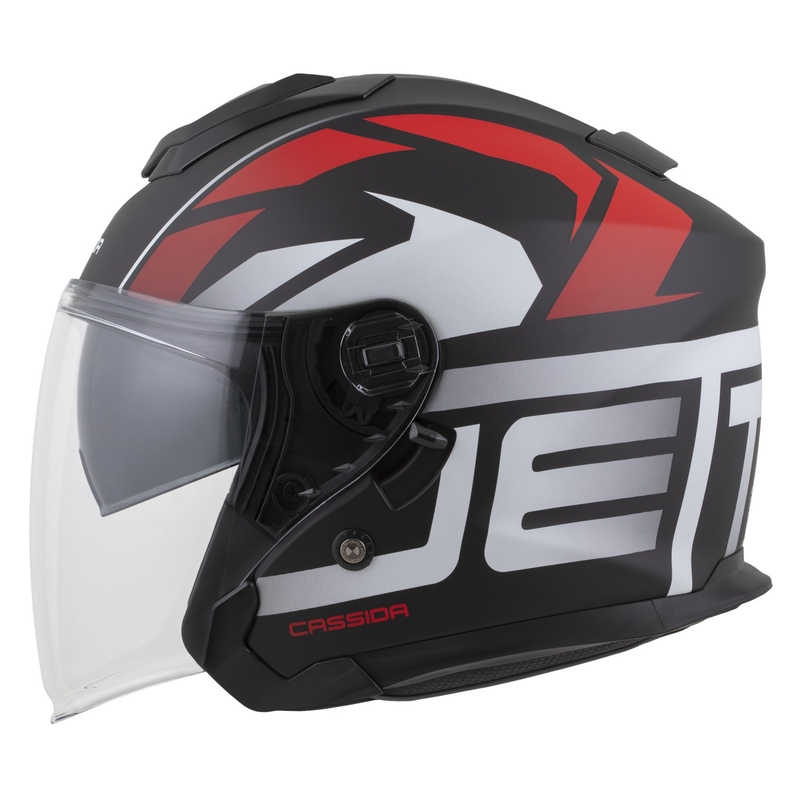 Otvorená prilba na motorku Cassida Jet Tech 2.0 RoTo matná čierno-červeno-biela