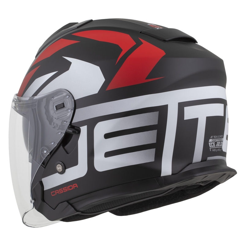 Otvorená prilba na motorku Cassida Jet Tech 2.0 RoTo matná čierno-červeno-biela