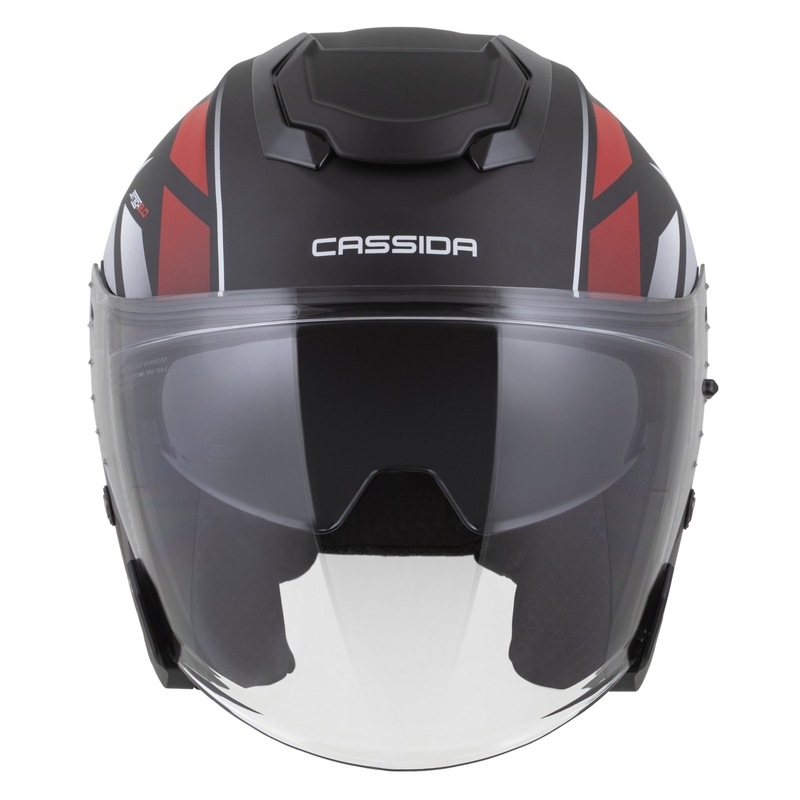 Otvorená prilba na motorku Cassida Jet Tech 2.0 RoTo matná čierno-červeno-biela
