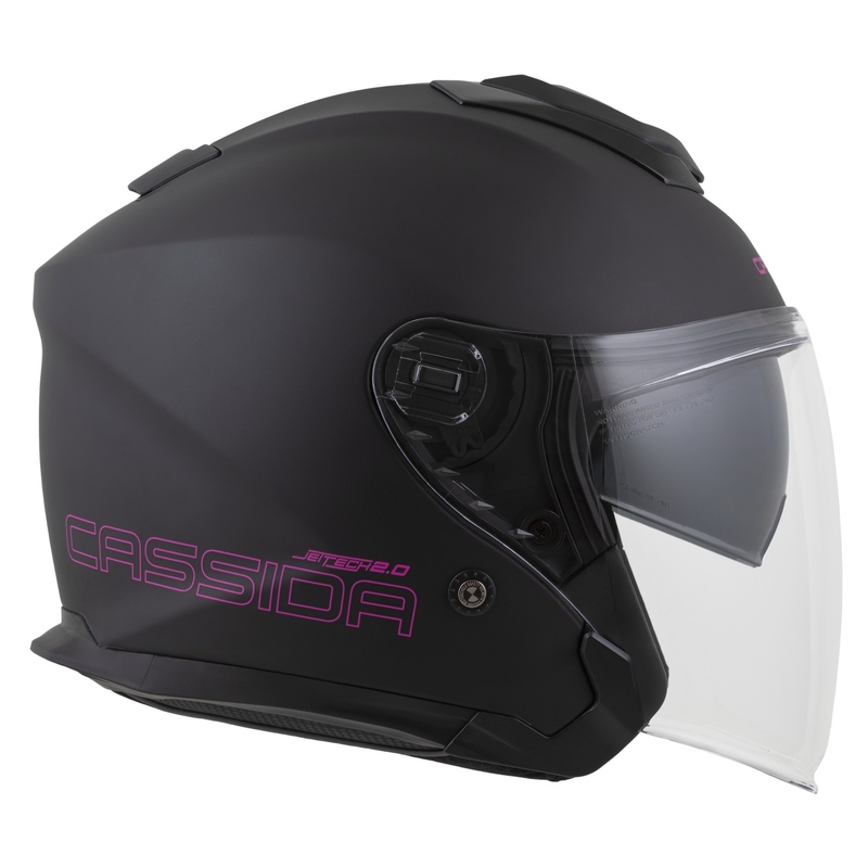 Otvorená prilba na motorku Cassida Jet Tech 2.0 Solid matná čierno-ružová