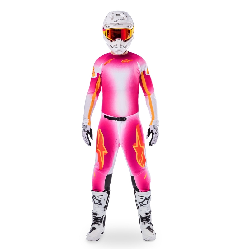 Motokrosový dres Alpinestars Supertech SX AFD limitovaná edícia MIG fluo ružovo-bielo-oranžový