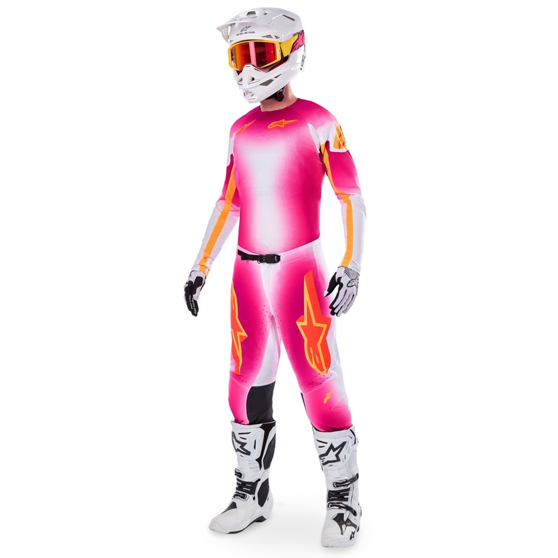 Motokrosový dres Alpinestars Supertech SX AFD limitovaná edícia MIG fluo ružovo-bielo-oranžový