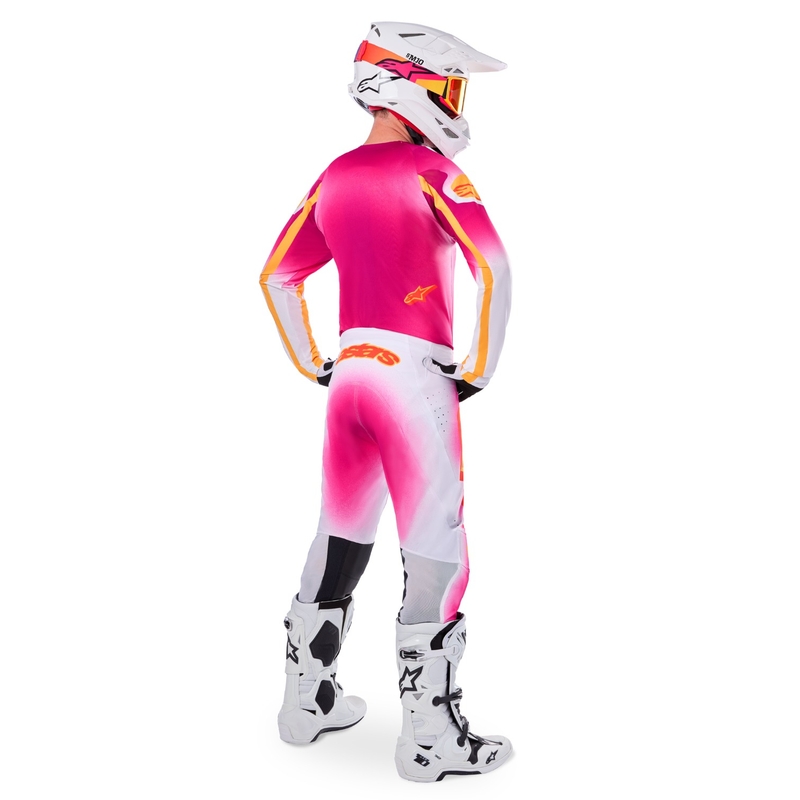Motokrosový dres Alpinestars Supertech SX AFD limitovaná edícia MIG fluo ružovo-bielo-oranžový