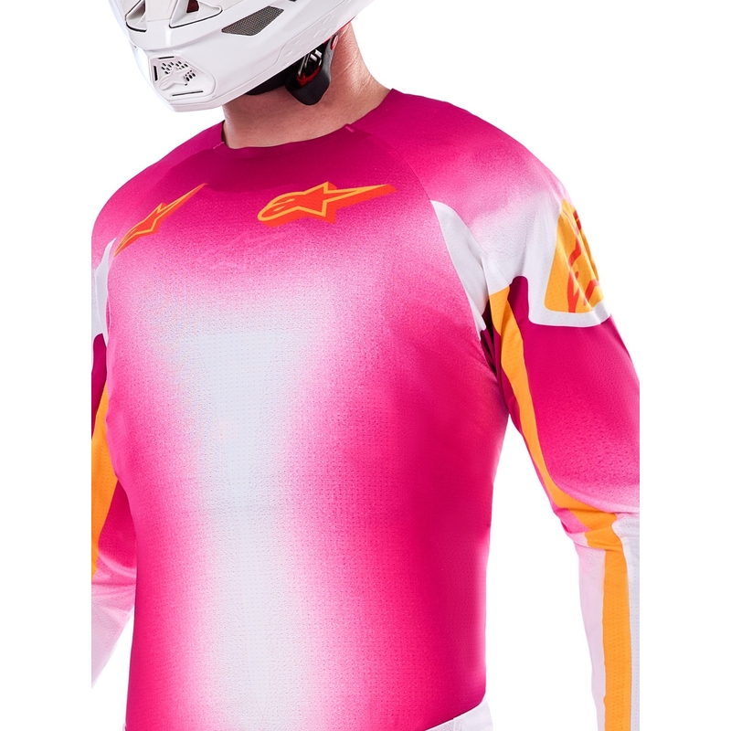Motokrosový dres Alpinestars Supertech SX AFD limitovaná edícia MIG fluo ružovo-bielo-oranžový