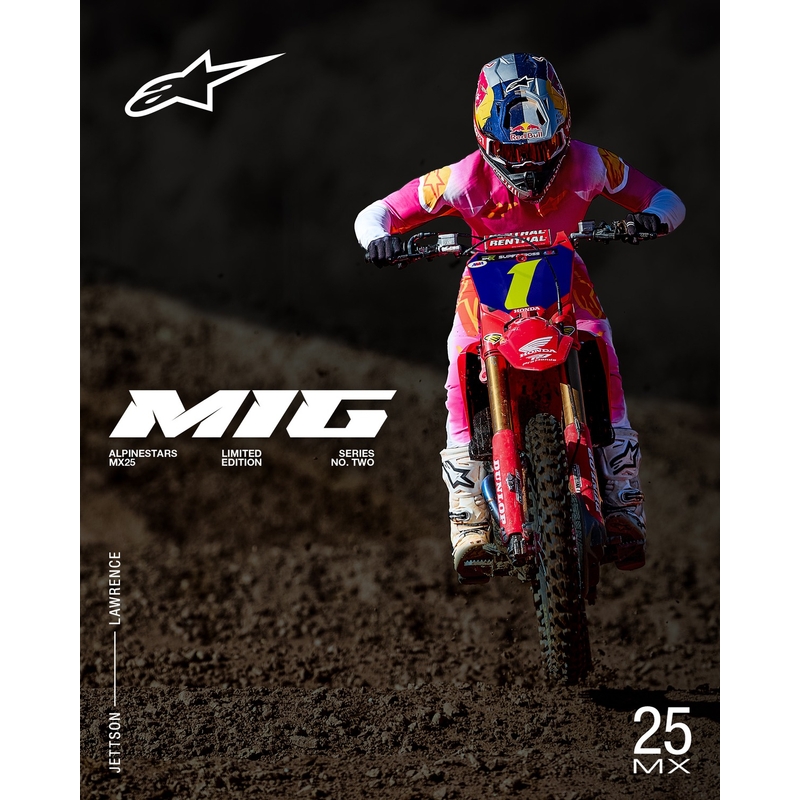 Motokrosový dres Alpinestars Supertech SX AFD limitovaná edícia MIG fluo ružovo-bielo-oranžový