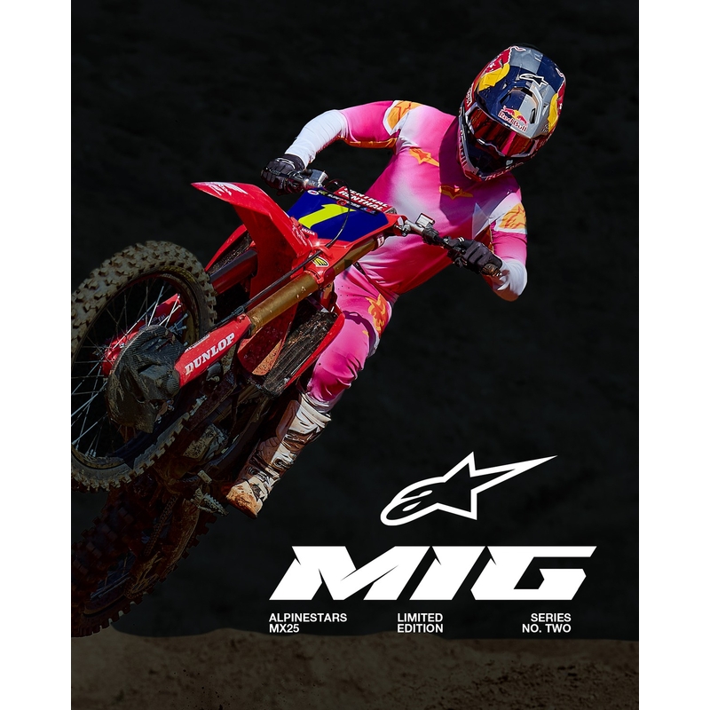 Motokrosový dres Alpinestars Supertech SX AFD limitovaná edícia MIG fluo ružovo-bielo-oranžový