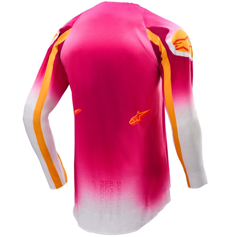 Motokrosový dres Alpinestars Supertech SX AFD limitovaná edícia MIG fluo ružovo-bielo-oranžový