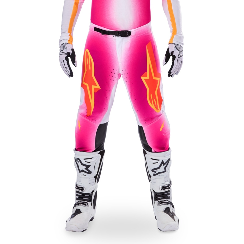 Motokrosové nohavice Alpinestars Supertech limitovaná edícia MIG fluo ružovo-bielo-oranžové