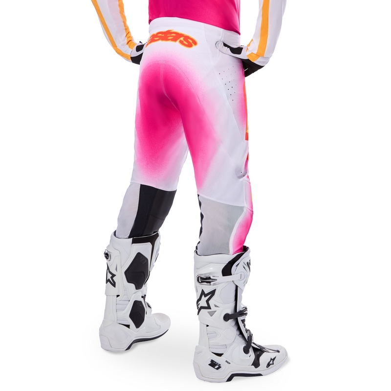 Motokrosové nohavice Alpinestars Supertech limitovaná edícia MIG fluo ružovo-bielo-oranžové