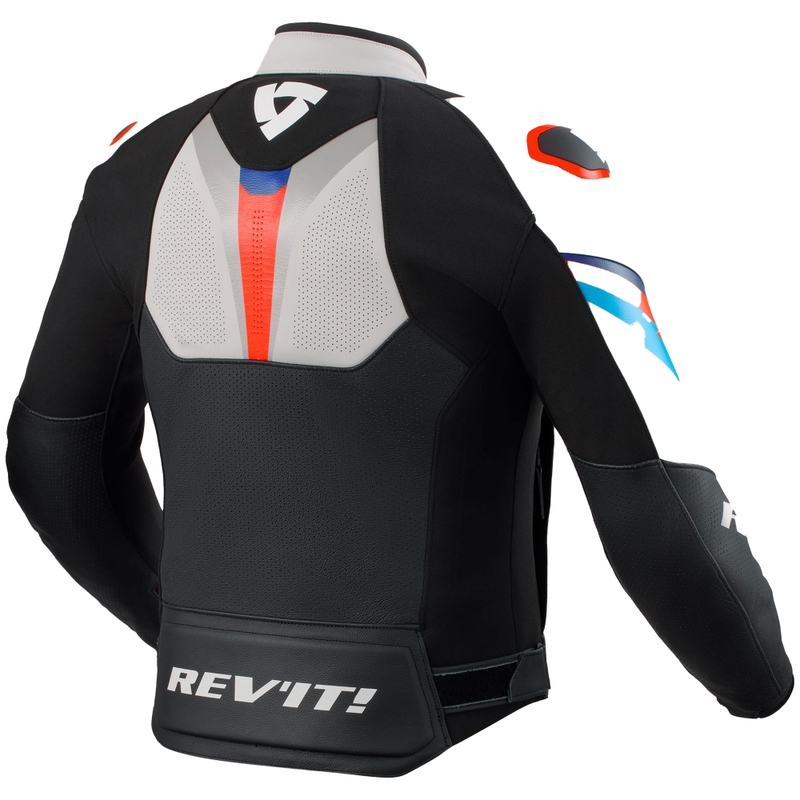 Kožená bunda na motorku Revit Quantum 3 čierno-svetlo šedá