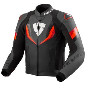 Kožená bunda na motorku Revit Quantum 3 čierno-fluo červená