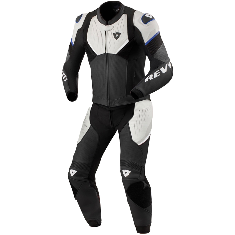 Kožená kombinéza na motorku Revit Beta 2 čierno-svetlo šedá
